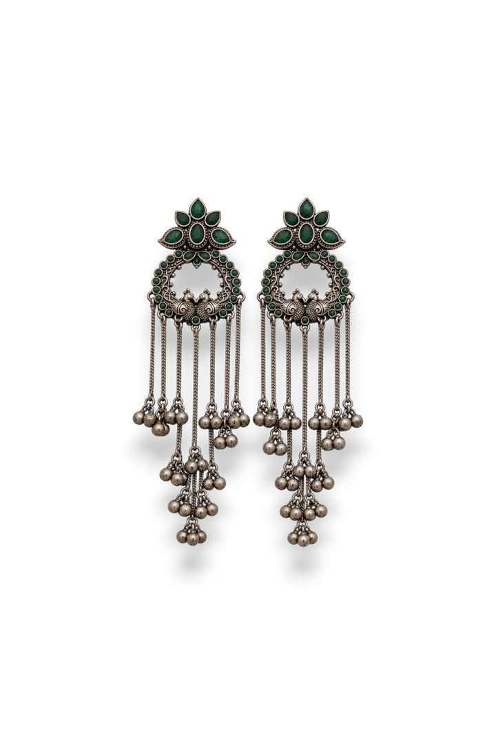 Shyama Peacock Danglers- Green