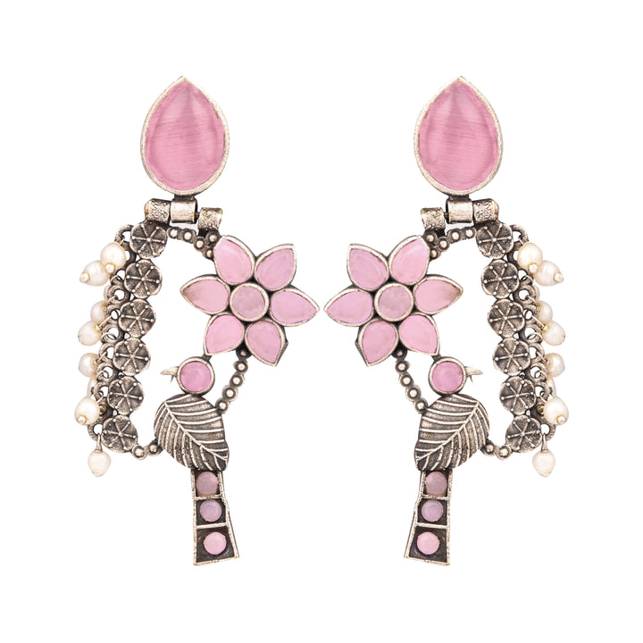 Peony songbird earrings