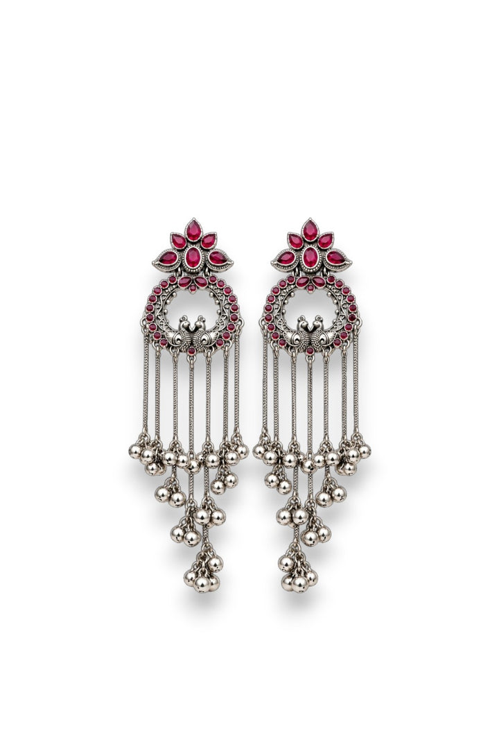 Shyama Peacock Danglers-Red
