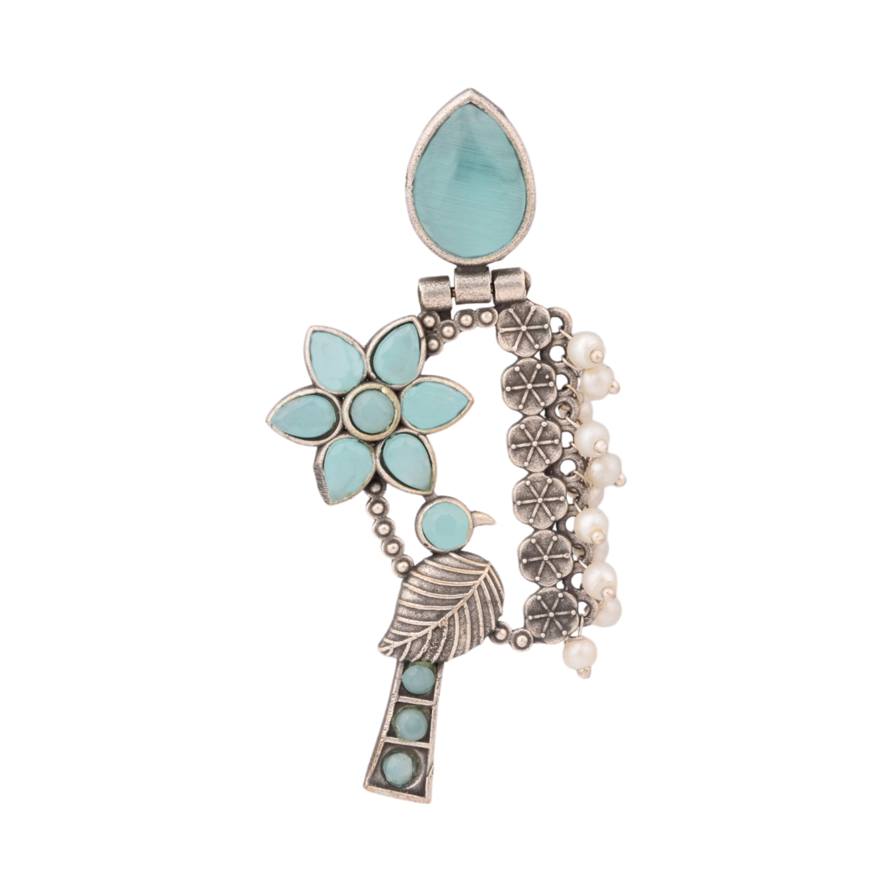 Peony songbird earrings-turquoise