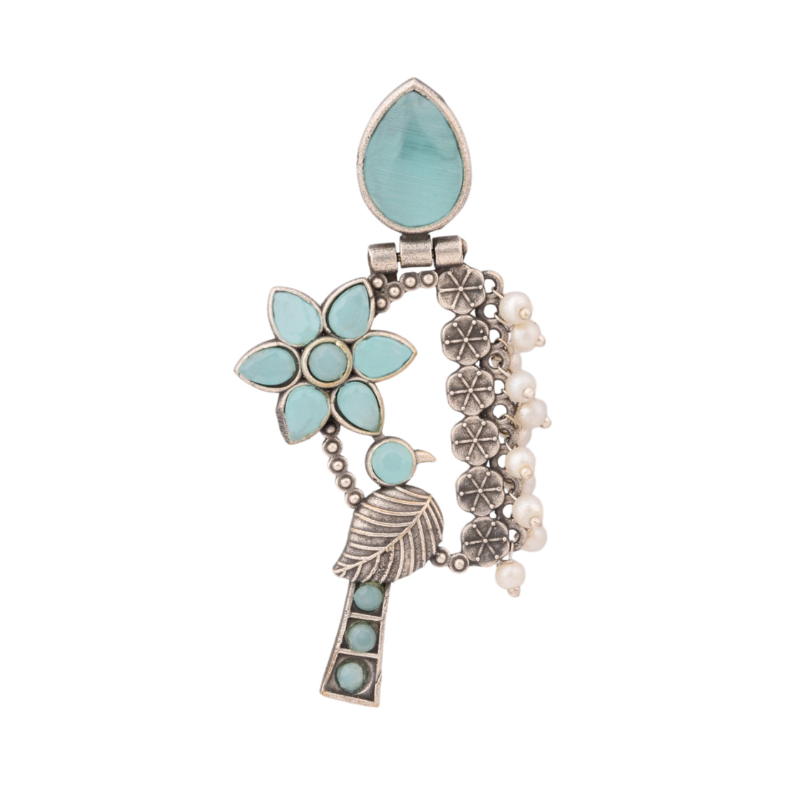 Peony songbird earrings-turquoise