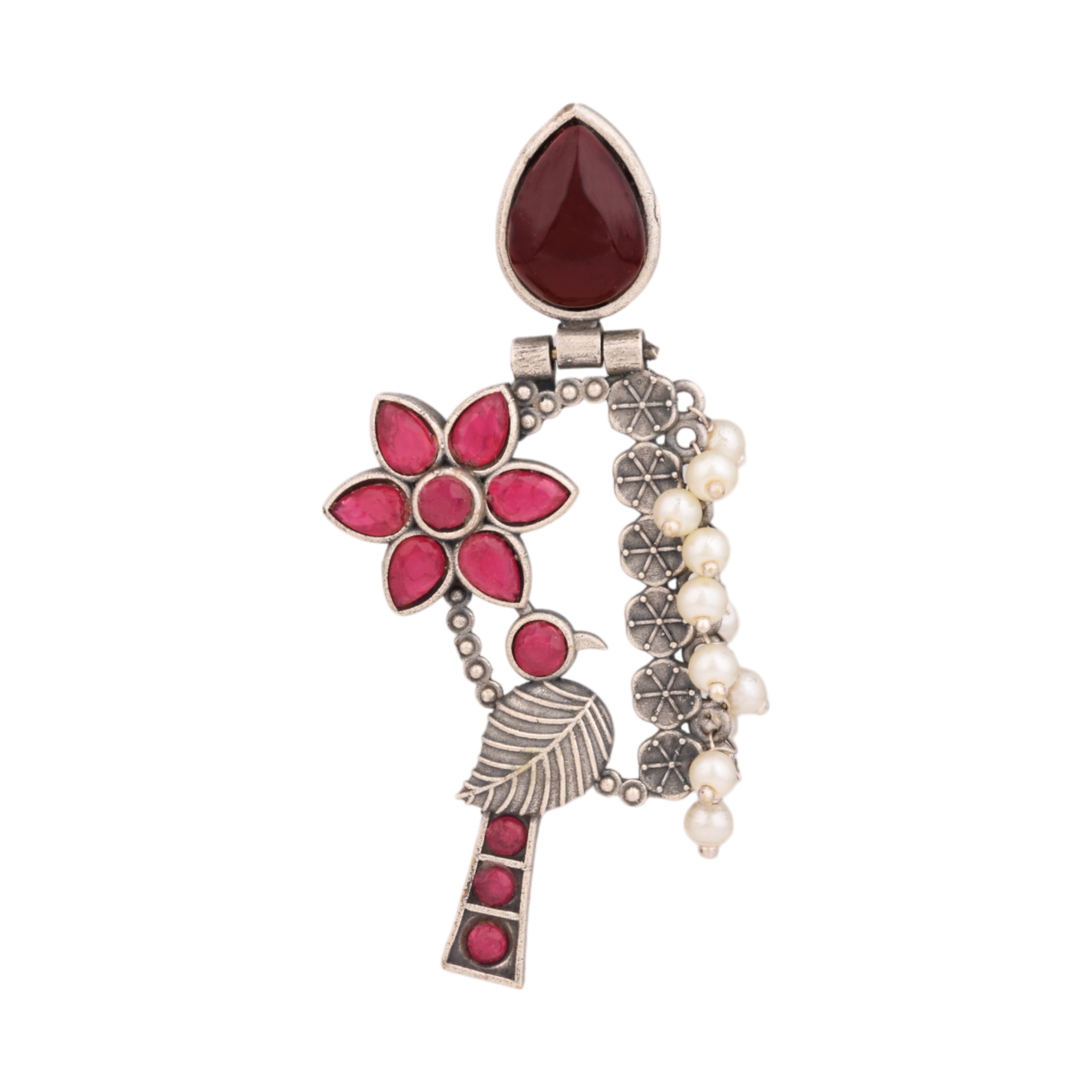 Peony songbird earrings-royal pink