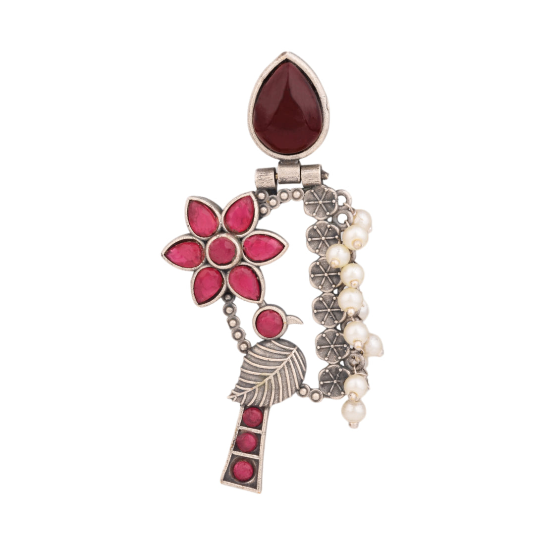 Peony songbird earrings-royal pink