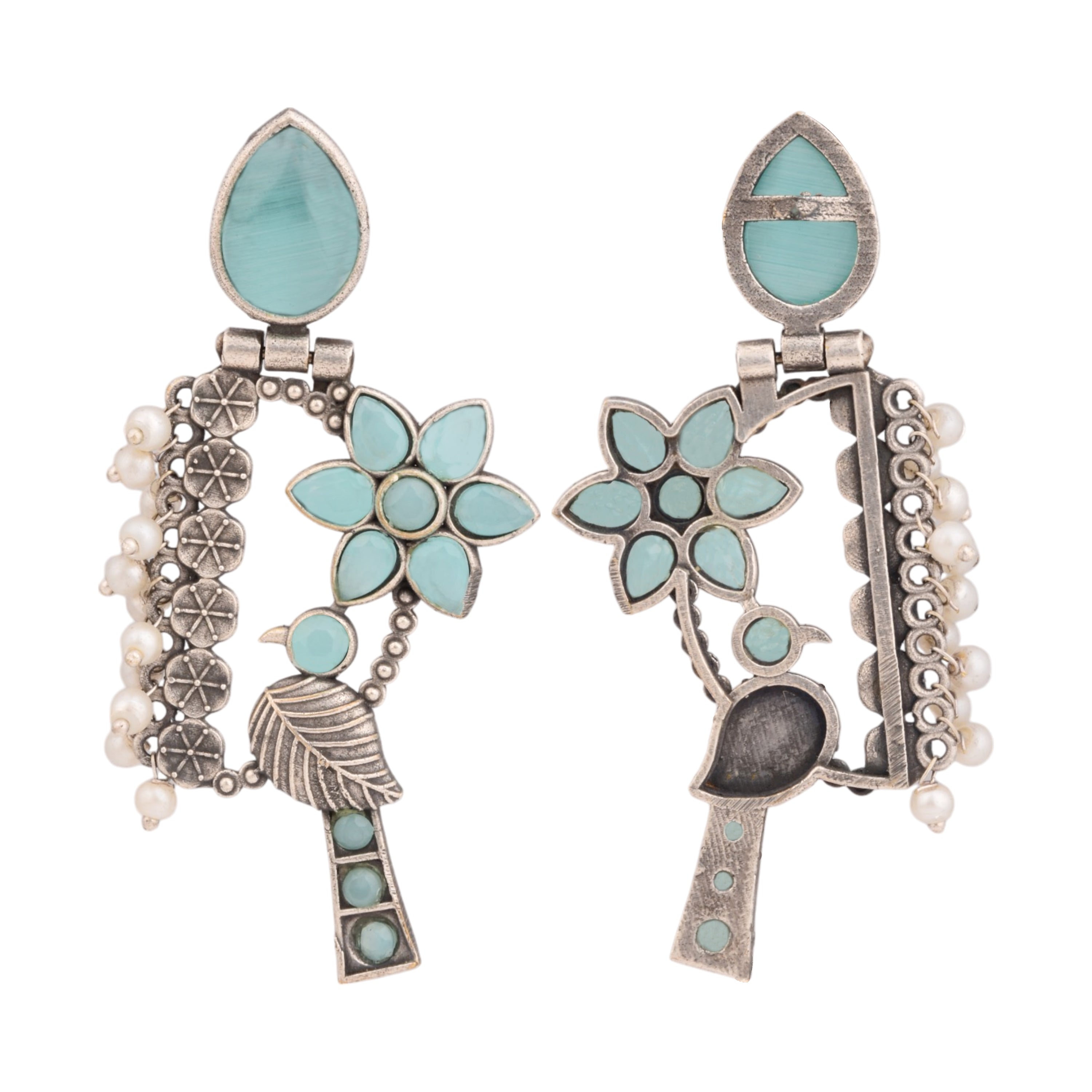 Peony songbird earrings-turquoise