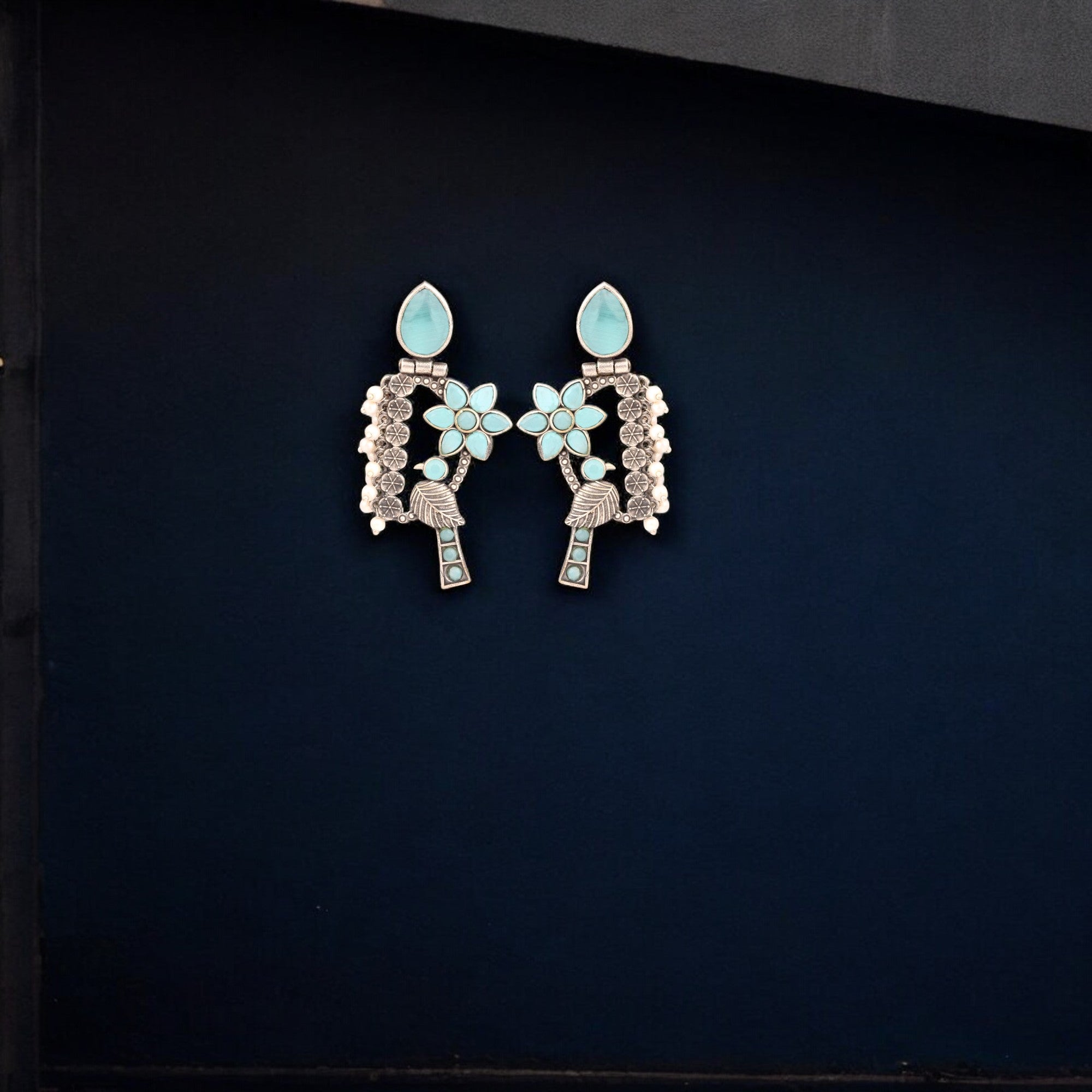 Peony songbird earrings-turquoise