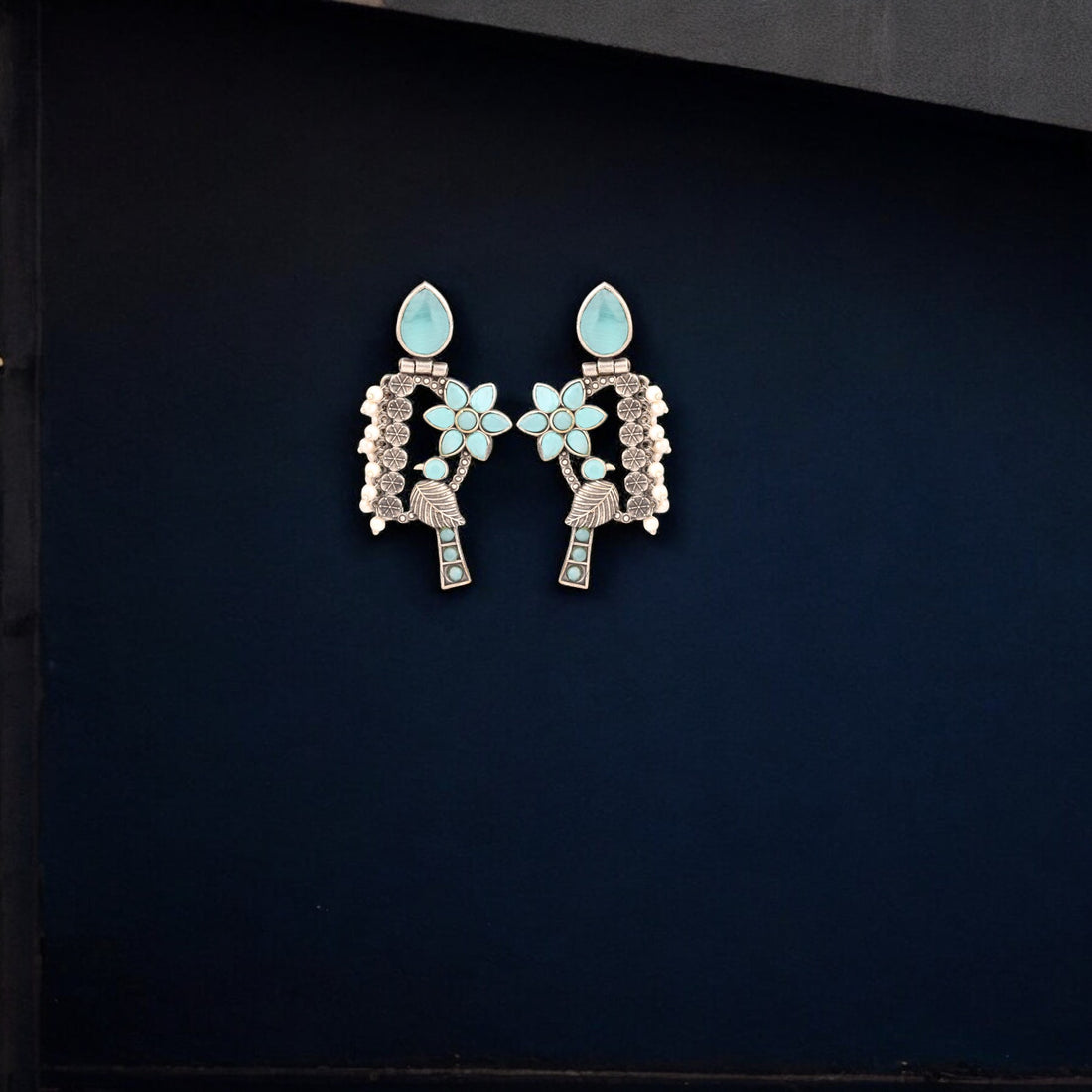 Peony songbird earrings-turquoise