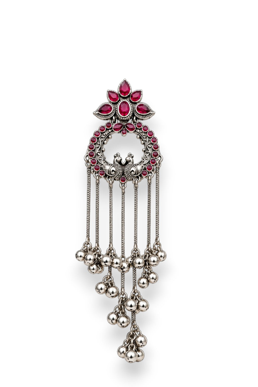 Shyama Peacock Danglers-Red